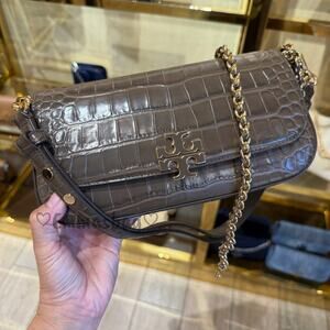 Tory Burch Britten Embossed Convertible Crossbody 181995 NIGHT HAWK $625